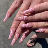 24pcs Long Square Pink False Nail -JP1407
